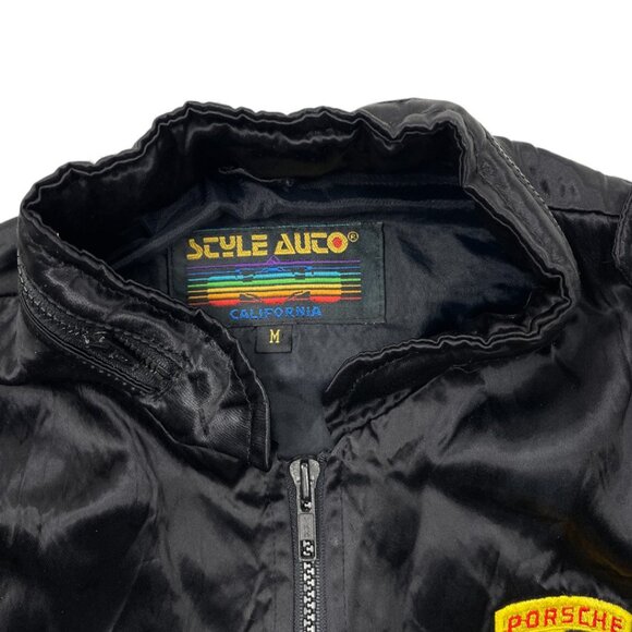 Porsche Stuttgart 1980's Vintage Style Auto Satin Bomber Jacket Men's Medium - Picture 5 of 12